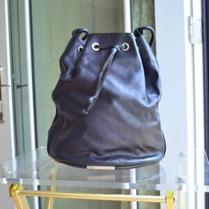 Vintage Genny Black Leather Bucket Tote